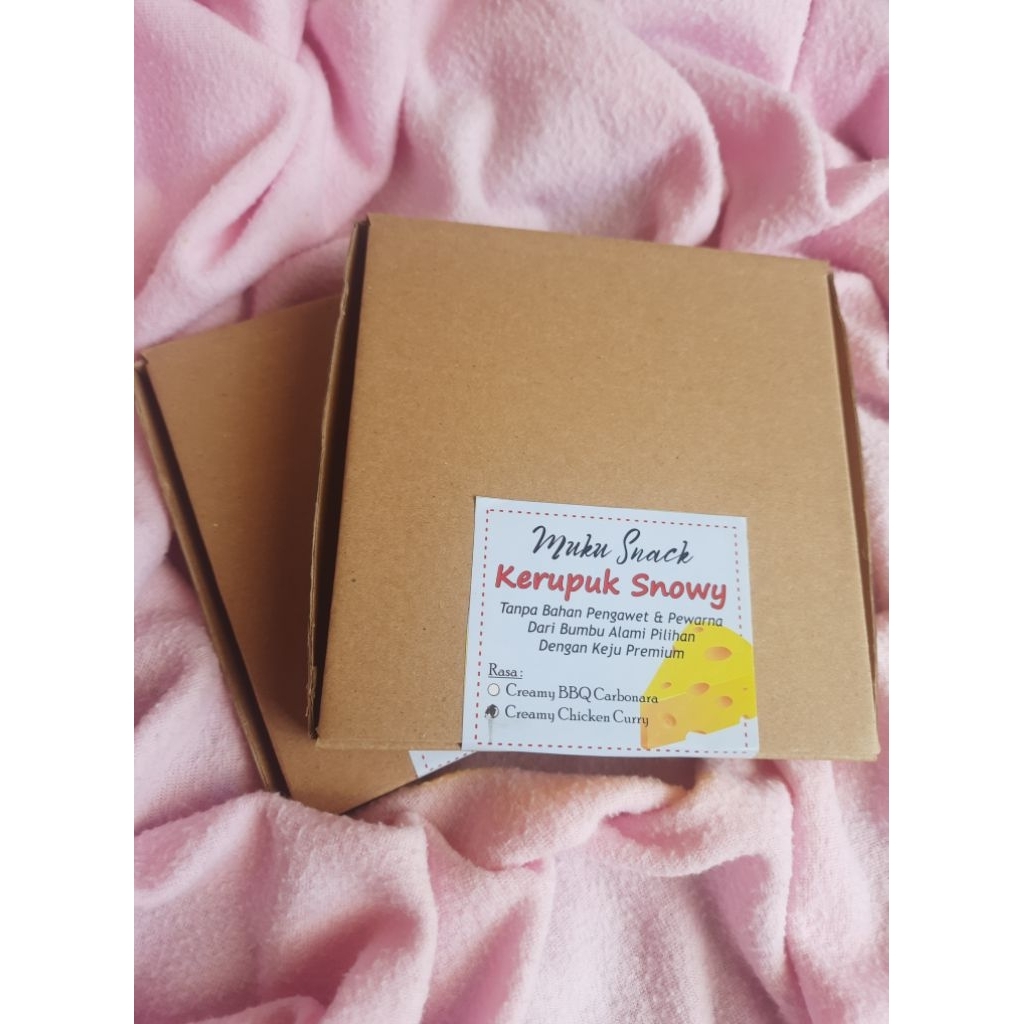 

Kerupuk Snowy rasa BBQ Carbonara Pedas