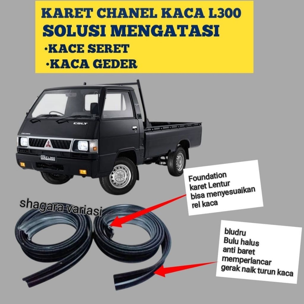 Karet Chanel L300 / Karet Chanel Rel Kaca L300 / Karet Bludru Naik Turun Kaca L300 / Karet kaca pint