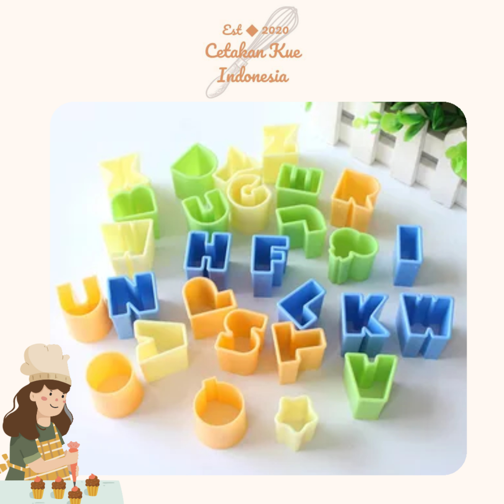 {CKI} Cetakan Kue Kering Plastik Huruf ABC Cetakan Fondant Clay Cetakan Puding
