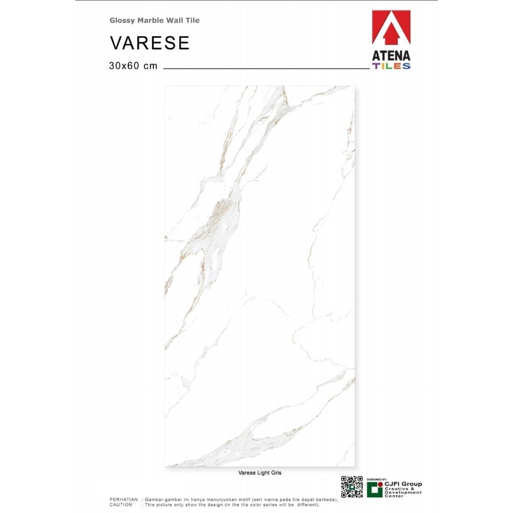KERAMIK ATENA TYPE VARESE LIGHT GRISS UKURAN 30X60 WHITE BODY GLOSSY
