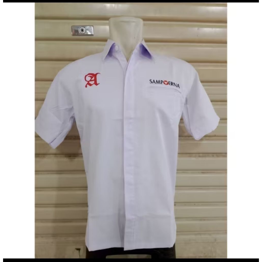 KEMEJA SAMPOERNA KEMEJA PDH BORDIR COSTUM PENDEK SAMPOERNA PENDEK PUTIH