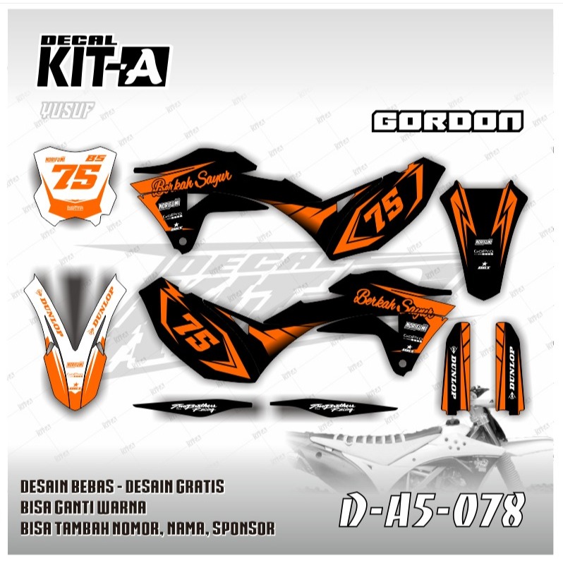 Decal Stiker Klx Gordon Sticker Custom Motor KLX 150 Gordon Full Body ABU MERAH D-A5-202
