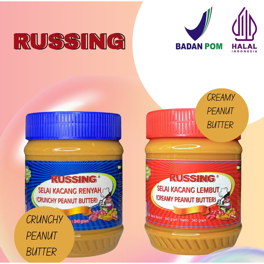 

[HALAL] RUSSING/Selai Kacang/Peanut Butter/creamy/chunky/340g/bread/roti/hot pot/selai/SKIPP