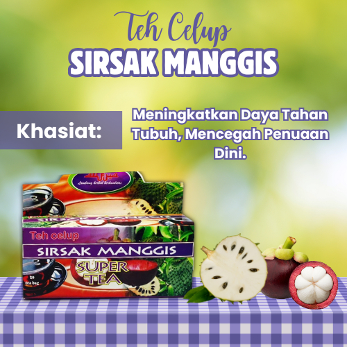 

TEH CELUP SIRSAK MANGGIS 20SACHET MEMBANTU MENETOX DAN MENYEGARKA TUBUH SERTA MENGATASI GEJALA DBD