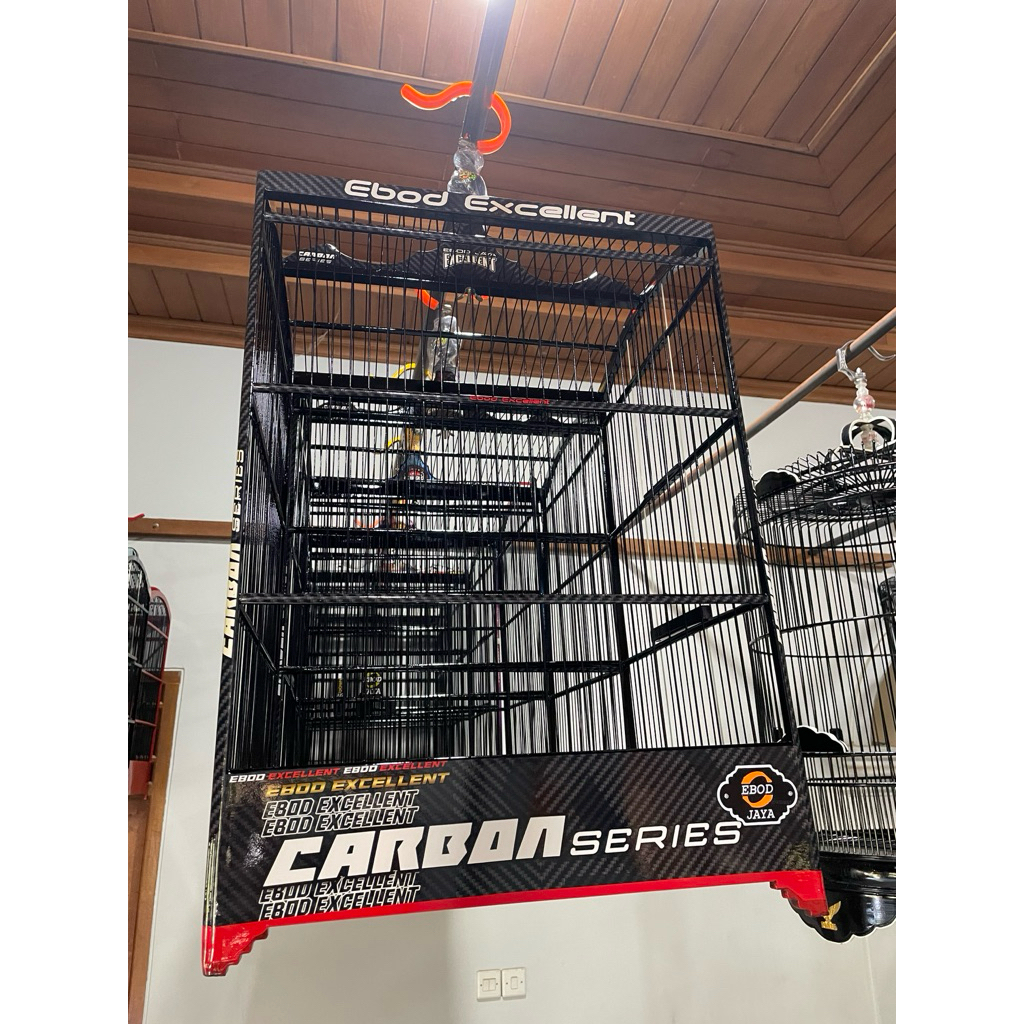 Sangkar Kandang Burung Koper Kotak No 2 Ebod Jaya Decal Carbon Series Original Asli