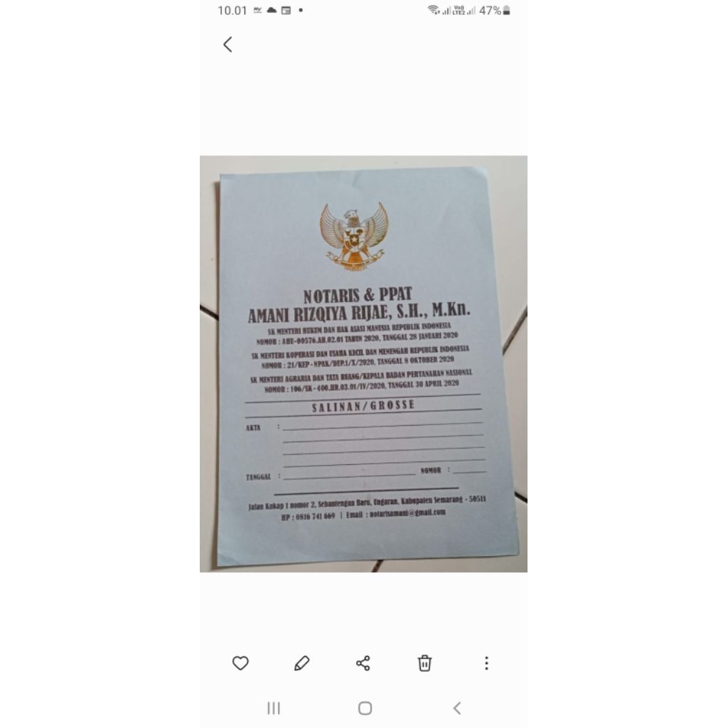

COVER AKTA SALINAN NOTARIS/JASMIN SILVER