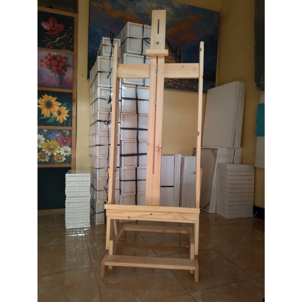 

easel kaki kayu ( model segitiga bukan tripod) terbaru 2025 kokoh masuk kanvas jumbo ( tinggi 1 meter)