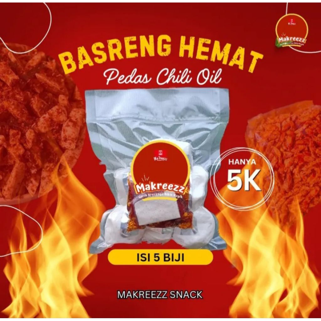 

Basreng Pedas Kering Chili Oil 5 Biji - Cemilan Spicy Pedas Nikmat