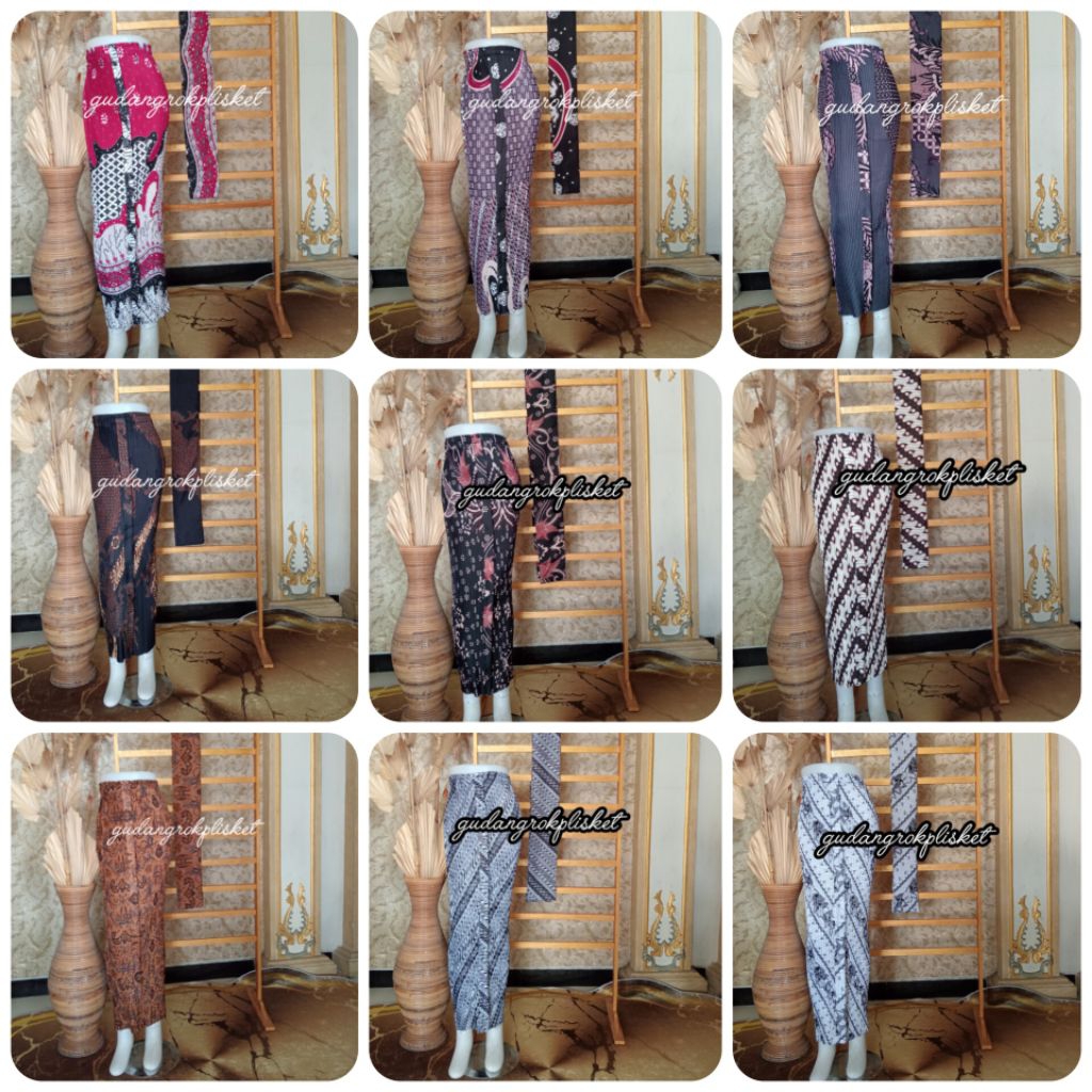 SETELAN SELENDANG +ROK PLISKET BATIK WIRU TERMURAH/SELENDANG BATIK KONDANGAN/SETELAN ROK+SELENDANG B