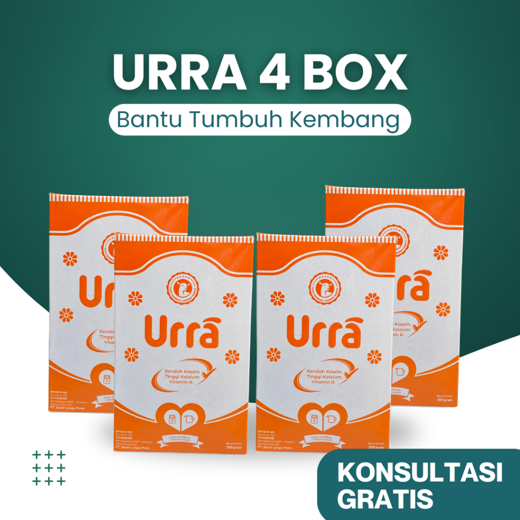 

URRA Susu Kambing Saneen Penambah Berat & Tinggi Badan Anak - Paket 4 Box (Free 1 Daymilk Sachet)