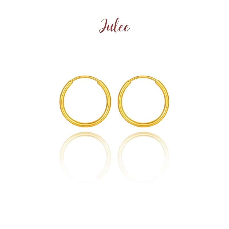 JULEE [24 Karat Emas] Anting lingkaran polos emas 24 Karat | Perhiasan Emas Murni 24K 0.39g | Anting