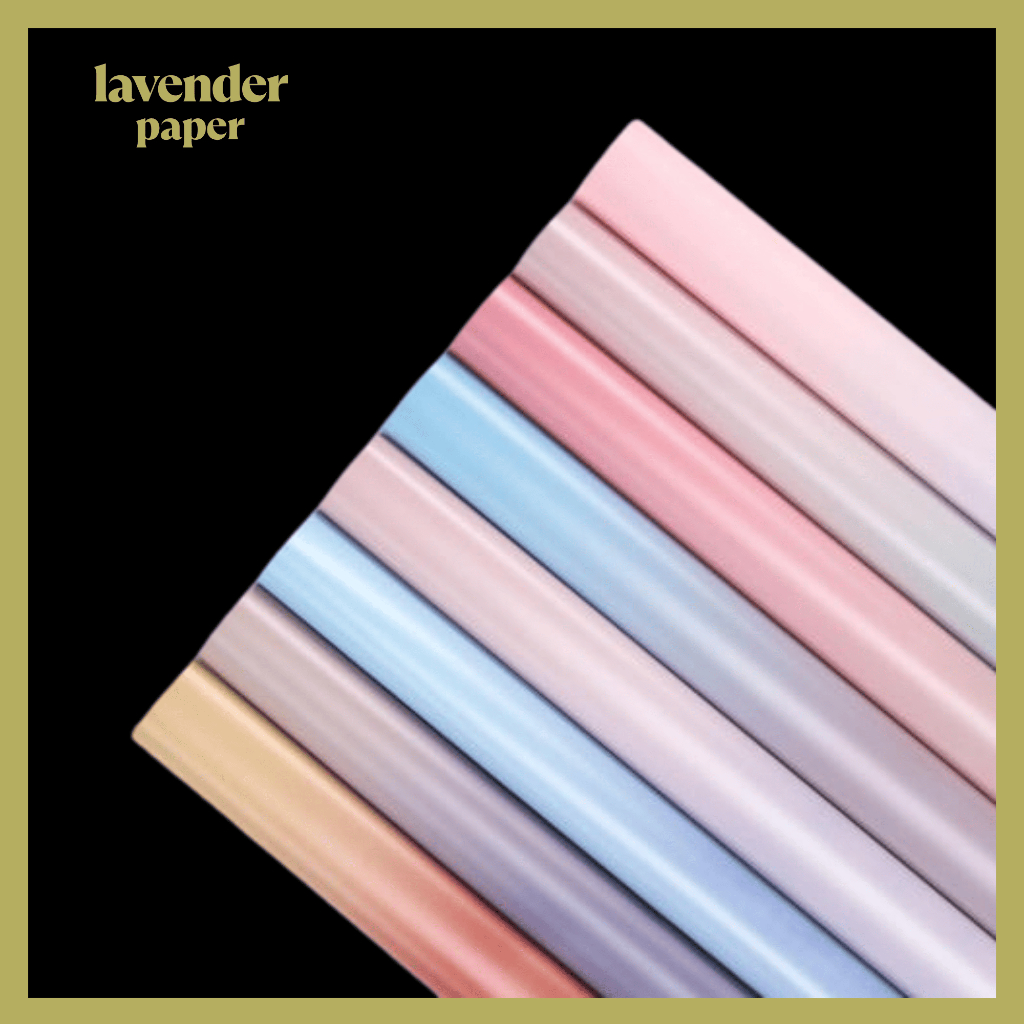 

Kertas Buket Bunga Gradasi Rainbow Waterproof Flower Wrapping Cellophane Gradient Matte Double Border KB034