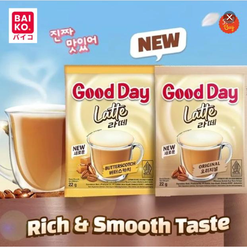 

Kopi Good Day isi 10 SACHET - Freeze Mocafrio / Freeze Choc' Orange / Latte Butterscotch / Latte Original