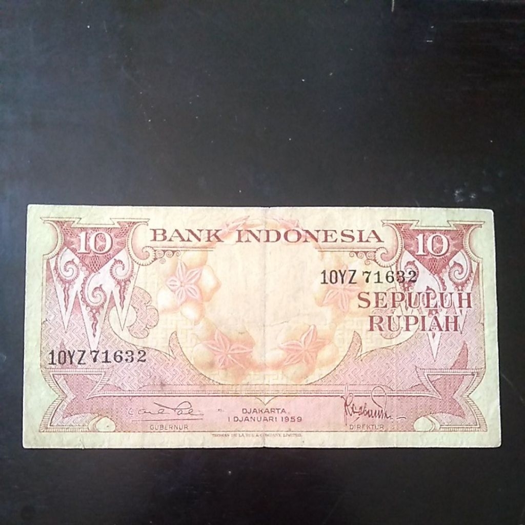 UANGKUNO 10 RUPIAH BUNGA THN 1959
