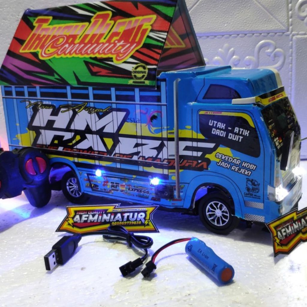 PROMO MURAH MINIATUR TRUK OLENG KAYU TRIPLEK BREWOG BREWOK  FULL LAMPU KELIP MURAH GROSIR MAINAN min