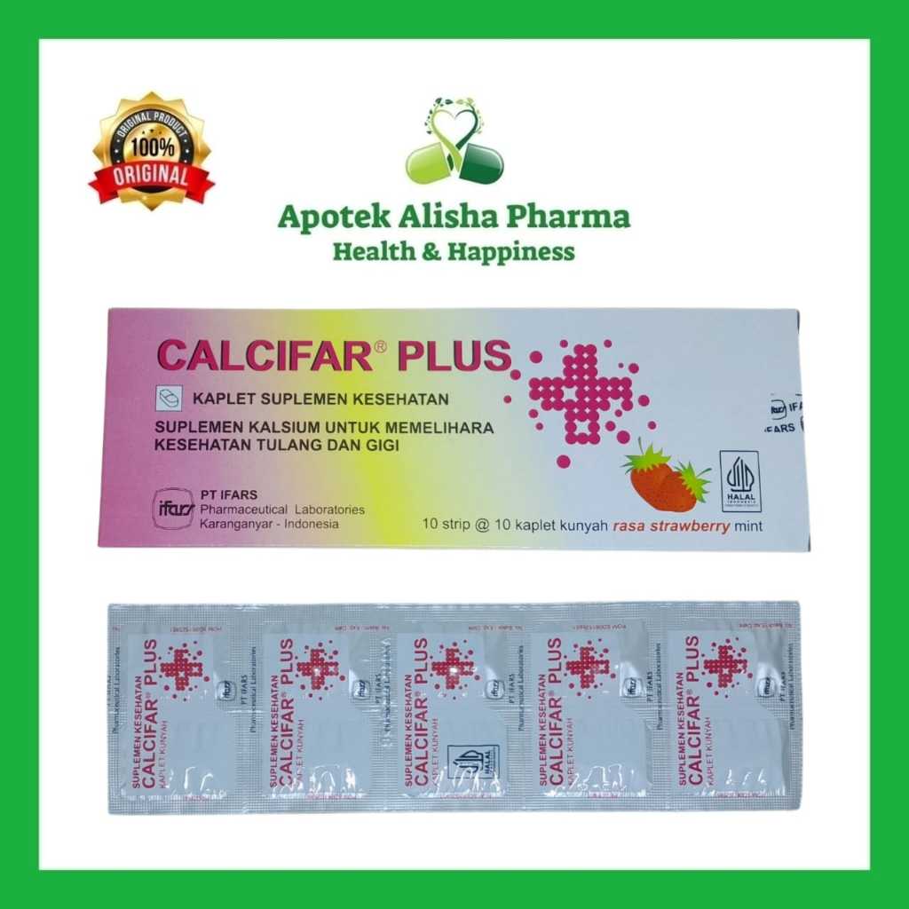 Calcifar Plus Tablet Kunyah Box isi 100 Kaplet Kalsium Ibu Hamil dan Menyusui