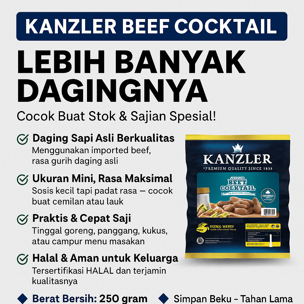 

SOSIS FROZEN FOOD 250gr COCKTAIL KANZLER