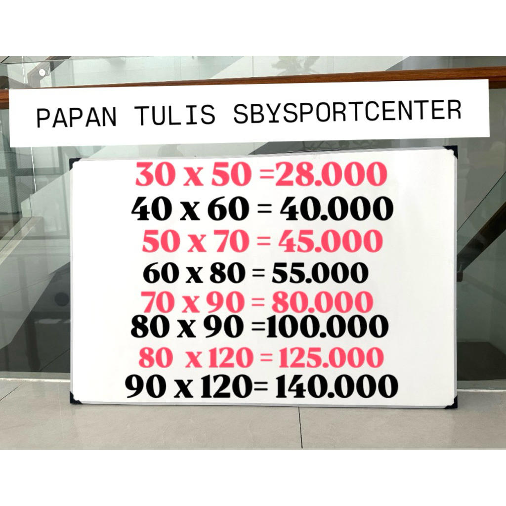 

Papan Tulis Gantung 2 sisi / White Board Gantung/ Papan tulis kapur uk 90 x 120