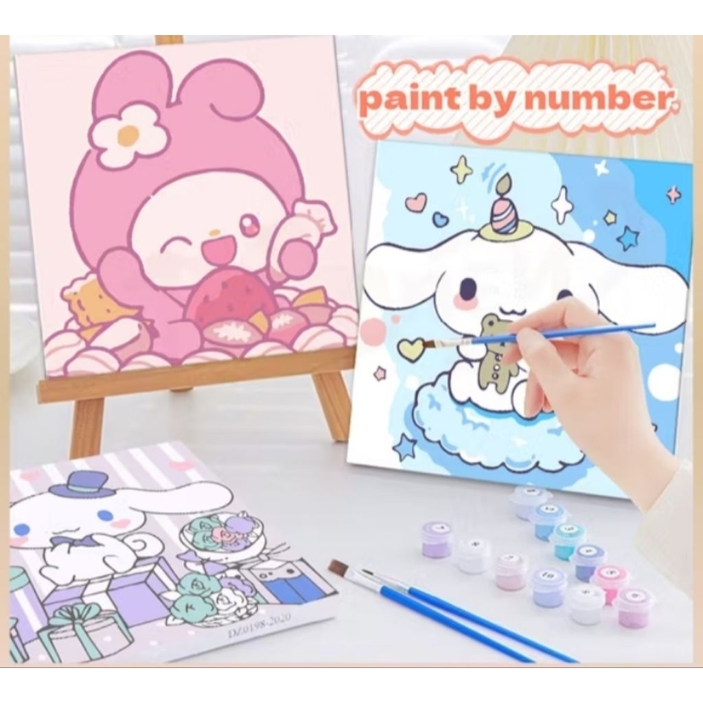

Paint By Number Melukis Kanvas 20 x 20 CM Karakter Kartun Sanrio Kuromi Tom & Jerry