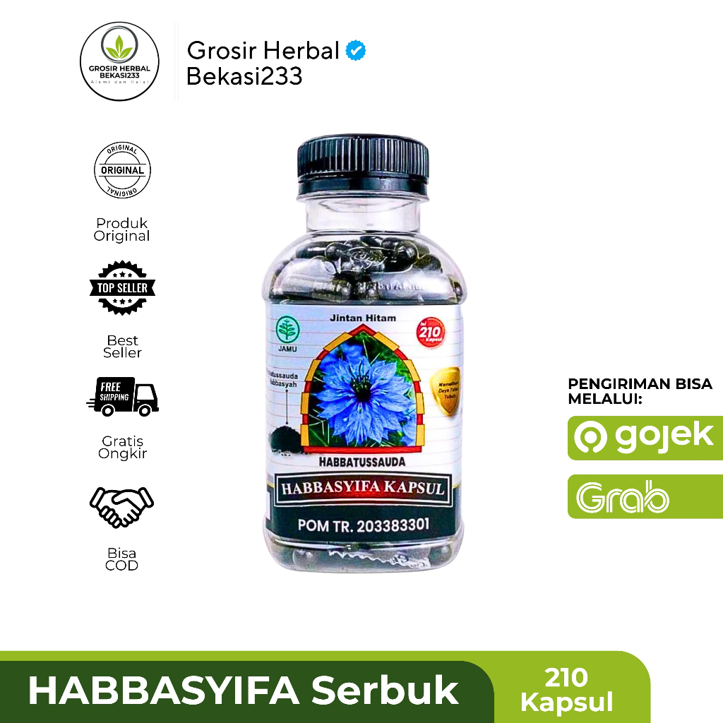 Habbasyifa Serbuk 210 Kapsul Serbuk Habbatussauda Murni Habasyi Jinten Hitam l Kapsul Jintan