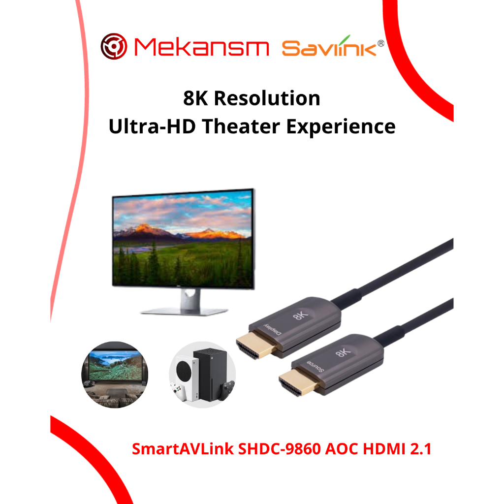SmartAVLink SHDC-9860 AOC HDMI 2.1 – Kabel HDMI Fiber Optik 8K 60Hz Ultra HD