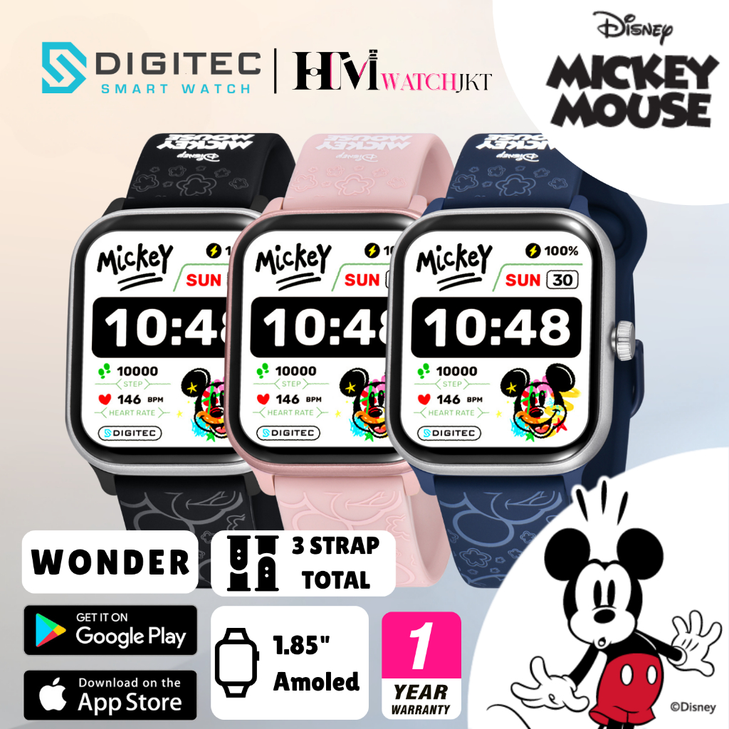 DIGITEC DISNEY™ SMART WATCH WONDER Jam Tangan Smart Watch Unisex Original Olahraga Bluetooth Disney™