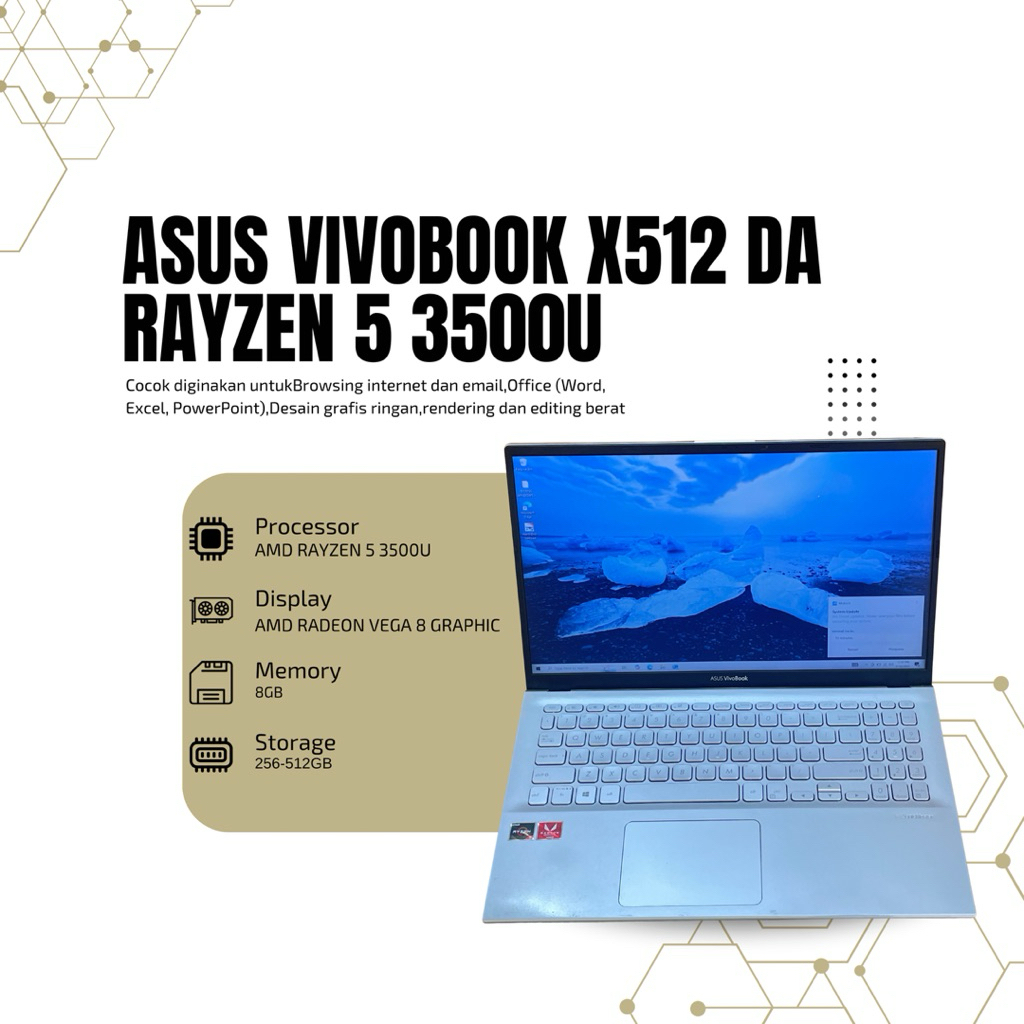 Asus vivobook x512DA AMD ryzen 5 3500U Ram 8gb Ssd 256/512gb