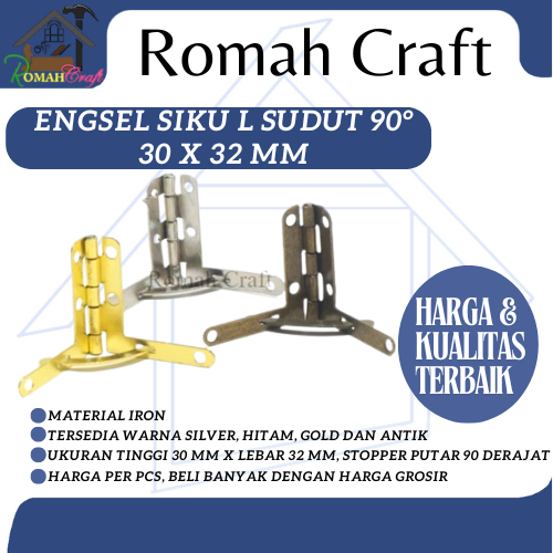Engsel Siku Engsel Putar Engsel L Sudut 90° 30 x 32 mm Engsel Siku Jangkar