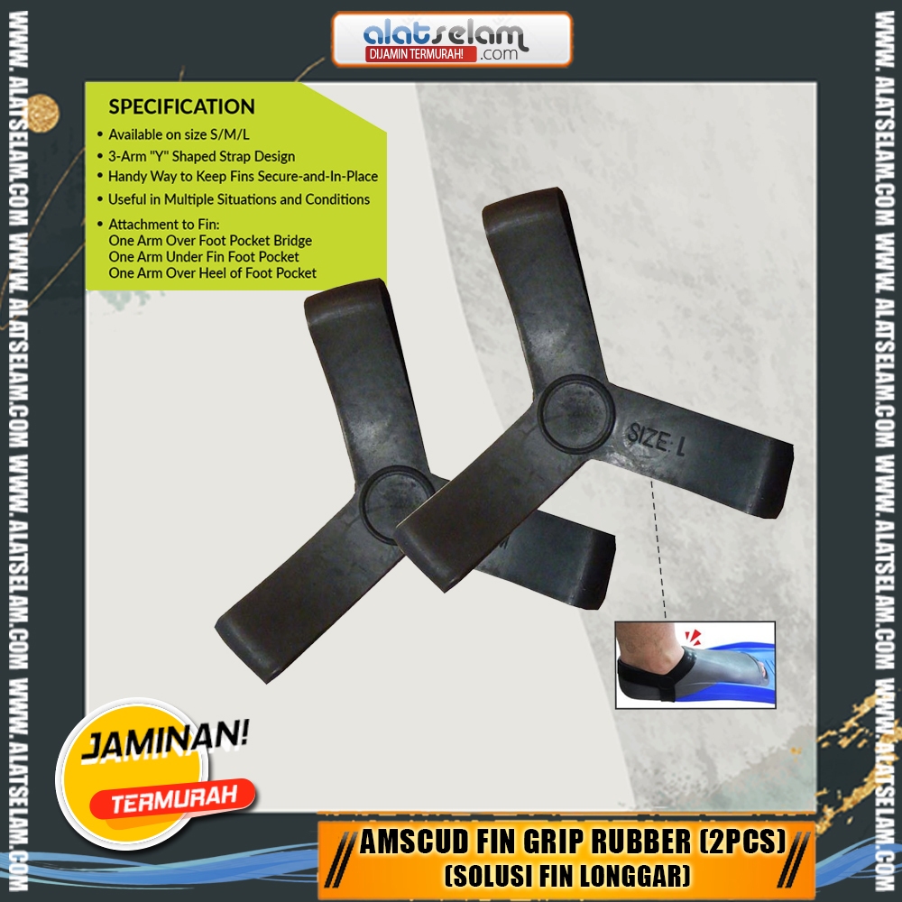 AmScuD Fin Grip Rubber - (2 PCS) / Strap Untuk FIN Longgar / Pakai Fin longgar PAKAI FIN GRIP INI / 