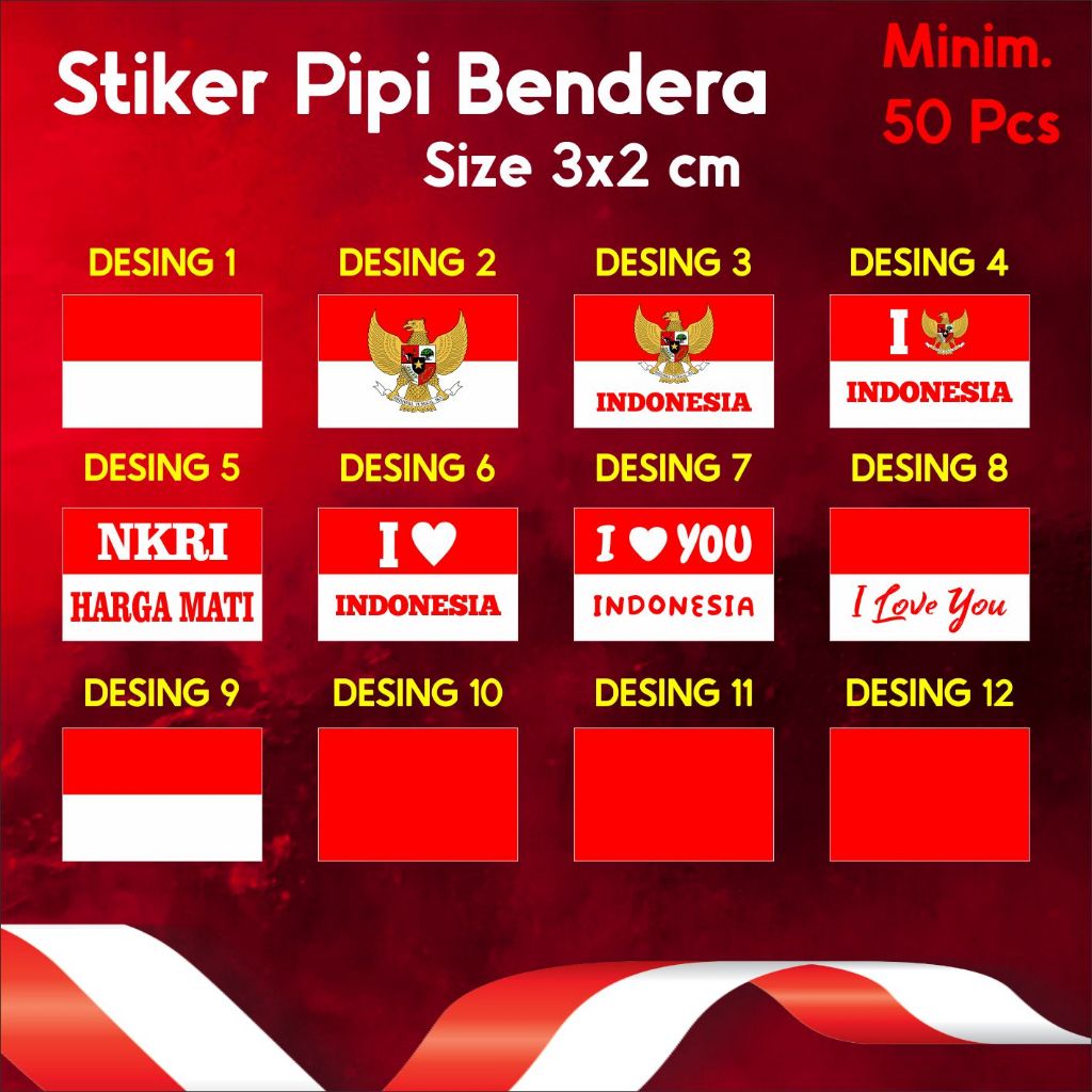 

STIKER PIPI BENDERA MERAH PUTIH STIKER HUT RI HUT RI Sticker Pipi Merah Putih 1 PCS | Tempelan Pipi Bendera Tempelan Sticker / stiker Pipi Bendera merah Putih