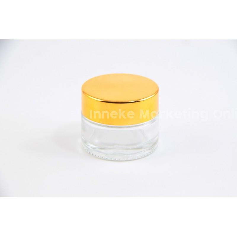 Pot KOSMETIK / POT CREAM / POT KRIM Kaca 15G Bening Tutup Silver GOLD