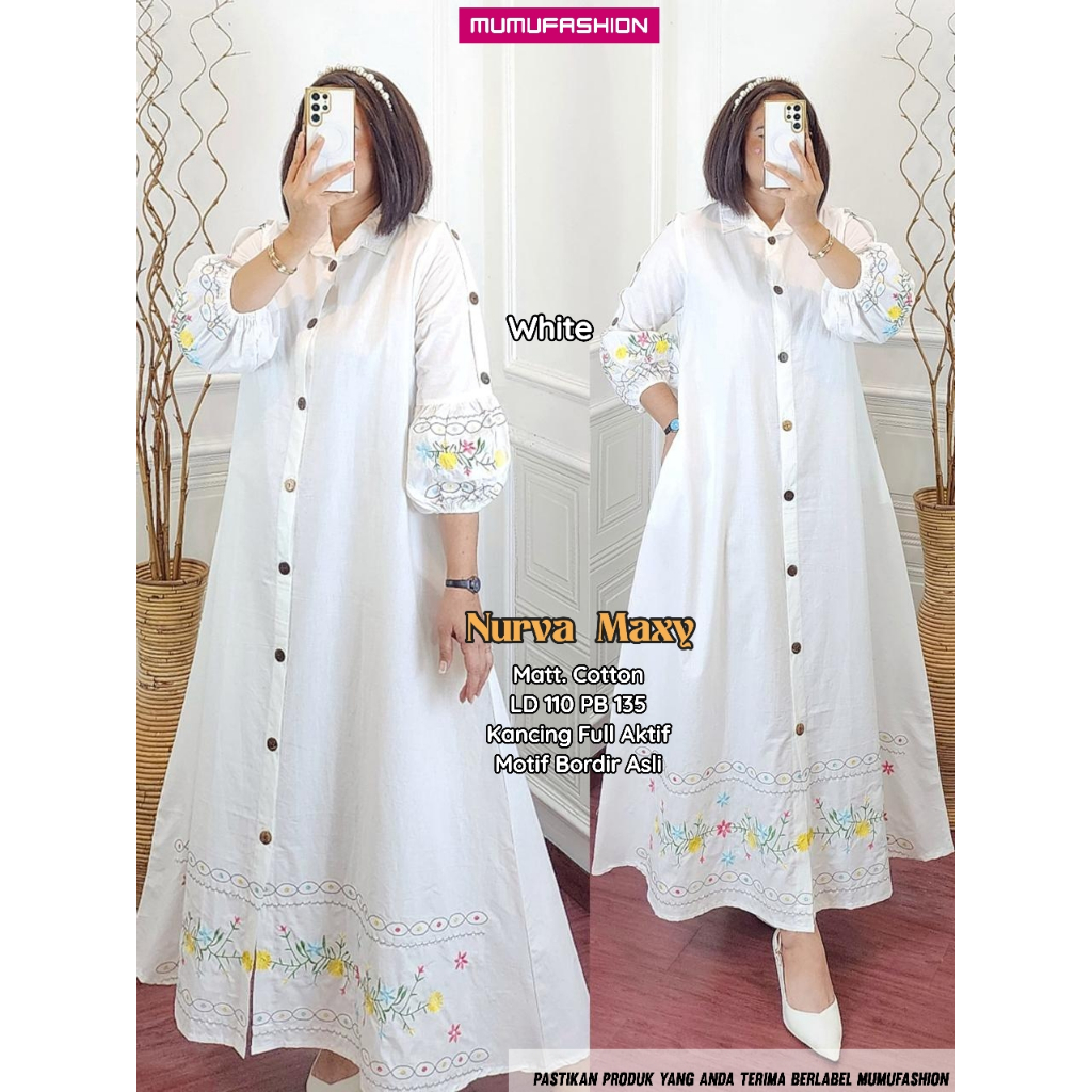 AJR - EDLYN MAXY 2 Gamis Wanita Muslimah Terbaru  Kekinian Bahan Catton Import Bordir Asli  by Fashi