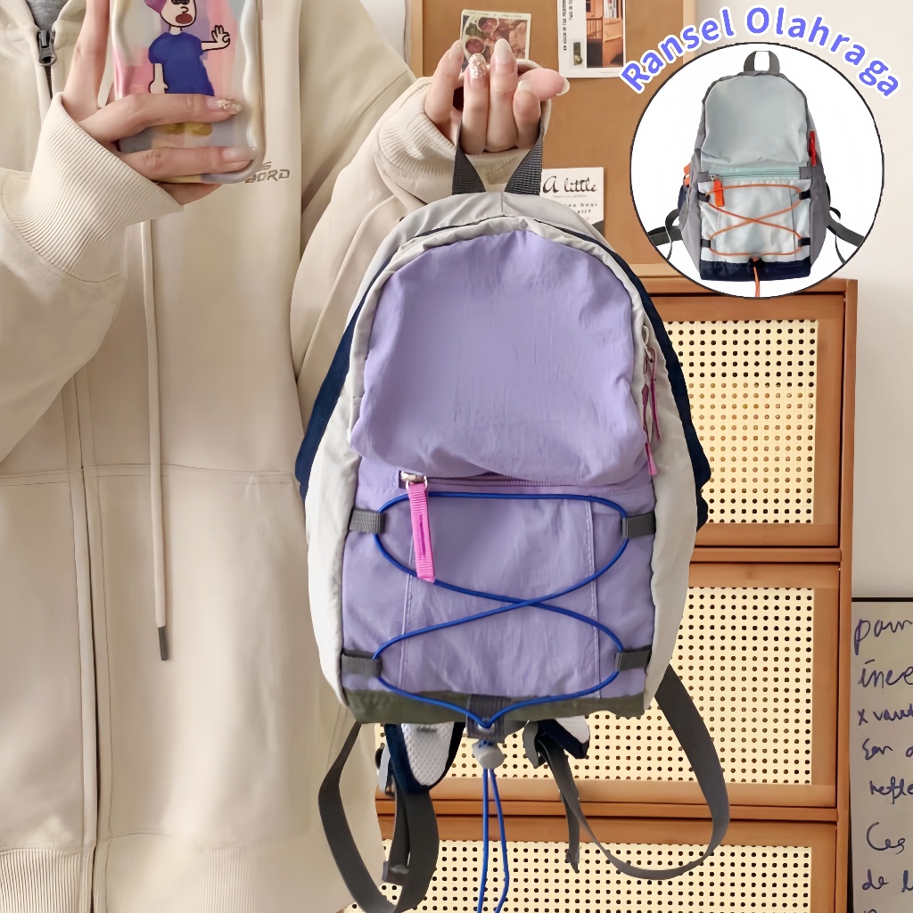 Ransel Mini Desain Serut/Backpack Y2k/Tas Gunung Baru/Tas Komuter Baru/Tas Ransel Fashion Gaya Korea