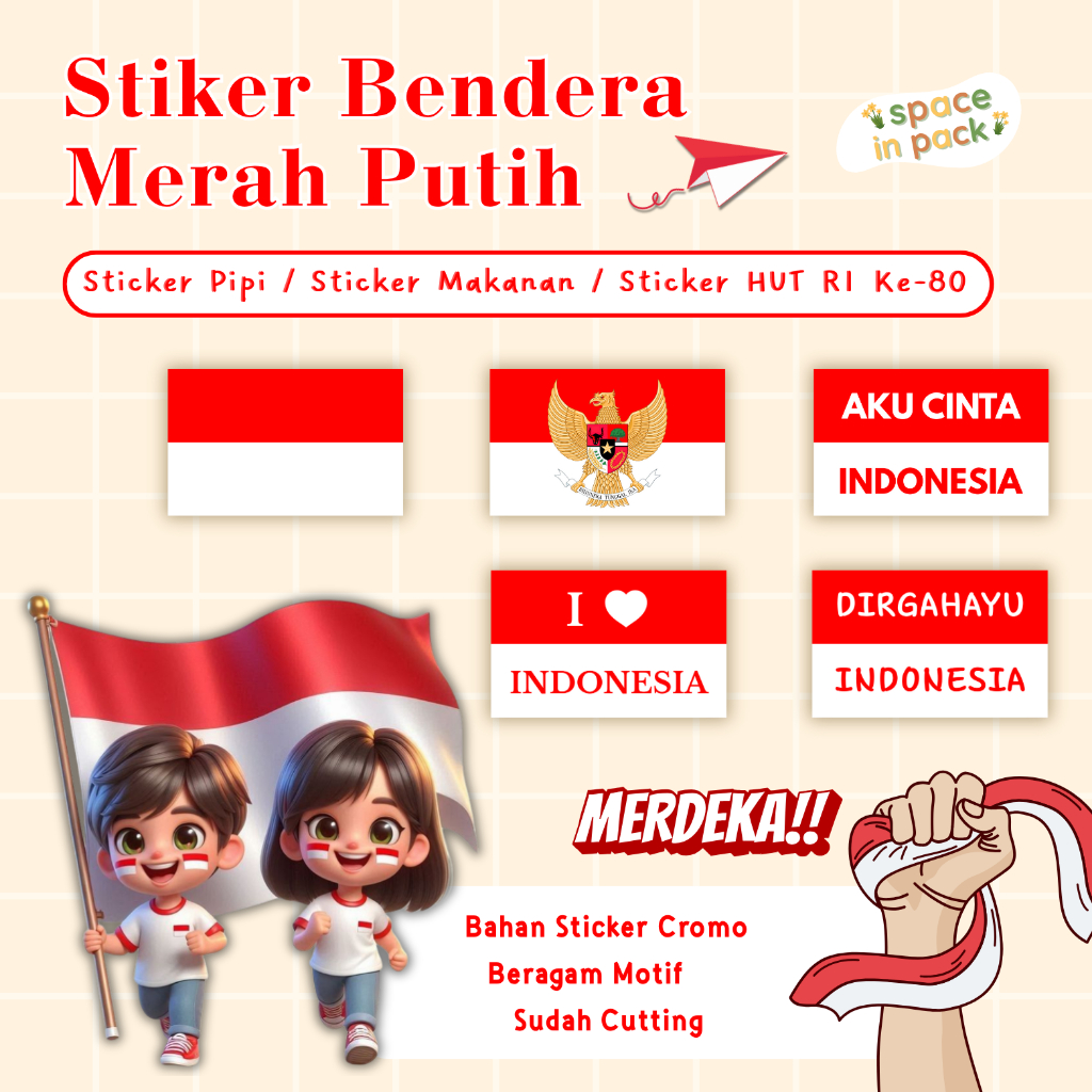 

Sticker Pipi Bendera Merah Putih | Sticker Merah Putih Tempel Pipi | Stiker Bendera Indonesia untuk Wajah/Pipi