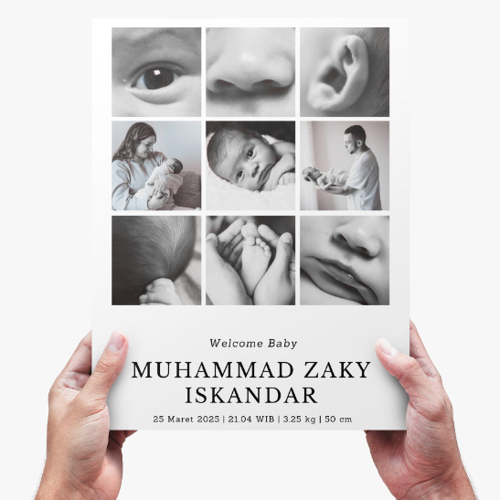 Custom Biodata Bayi Baru Lahir| Foto Bayi Newborn | Cetak Foto Keluarga | Print Foto