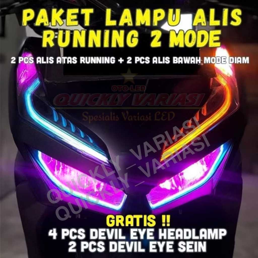 SEPAKET LIS DRL SEIN RUNNING LAMPU LED ALIS 2MODE ALL VARIO NEW BONUS DEMON EYES BERKUALITAS -COD