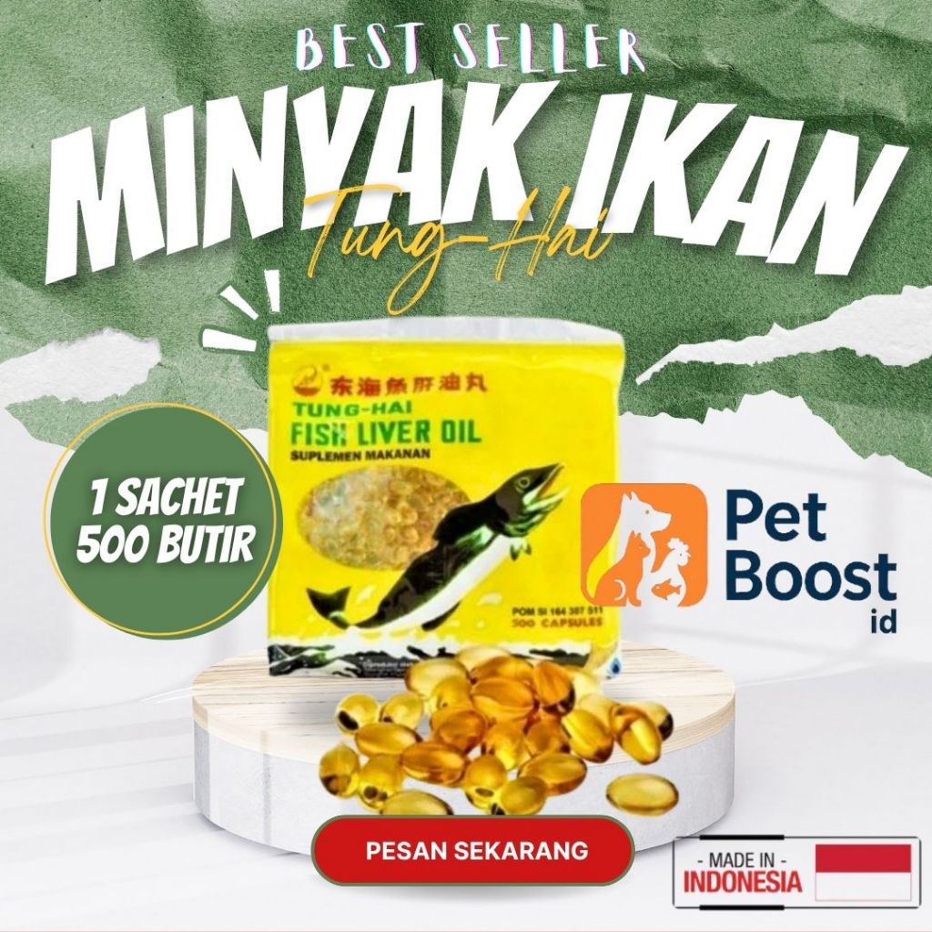 MINYAK IKAN TUNG HAI LIVER OIL ISI 500 MINYAK IKAN UNTUK KUCING ANJING HAMSTER AYAM ORIGINAL