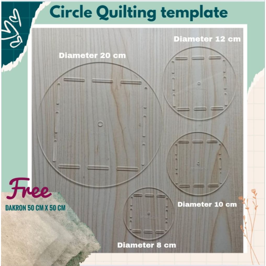 

Cetakan circle quilting template (4pcs cetakan) bahan akrilik 2mm