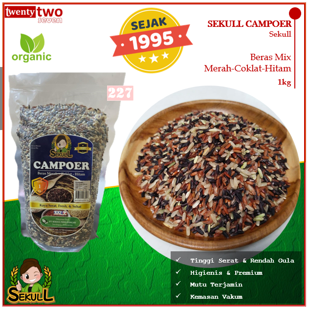 

[SPECIAL PROMO LIVE] Sekull Campoer Beras Sehat Mix Merah Hitam Coklat 1kg Organik Kementan Sejak 1995