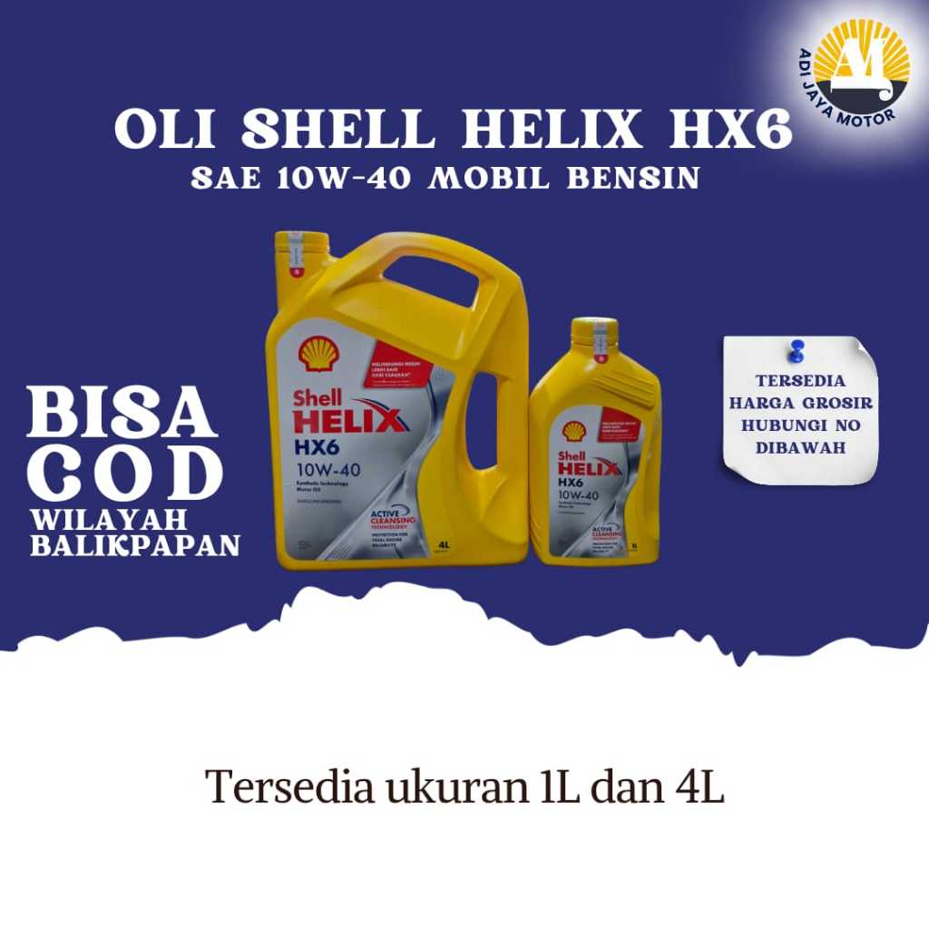 OLI MOBIL SHELL HELIX HX6 10W-40 | HX6 1 LITER DAN 4 LITER OLI MOBIL