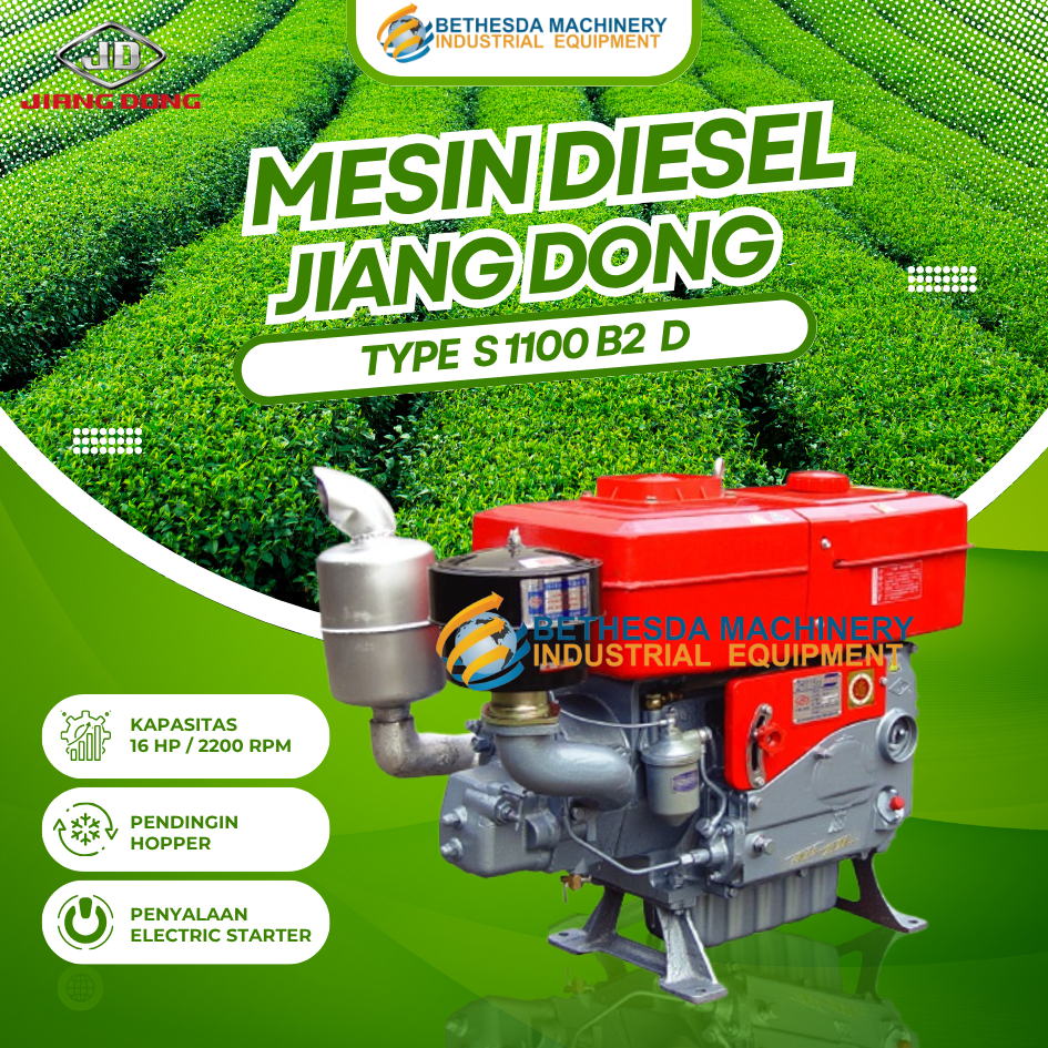 Diesel Penggerak JIANGDONG 16HP S 1100 B2 ND Mesin 16PK Double Bearing
