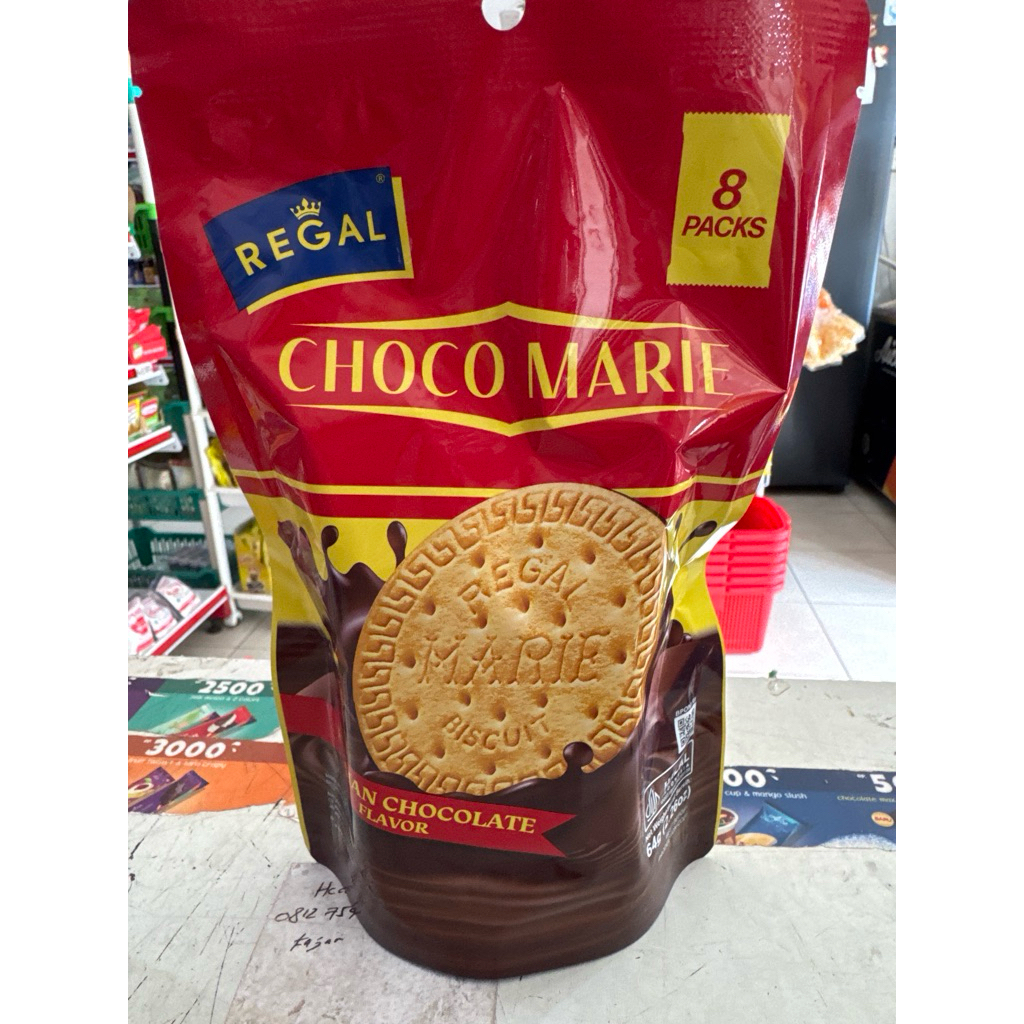

Regal Choco Marie Belgian Chocolate Flavor Pouch isi 8 packs 64 gram