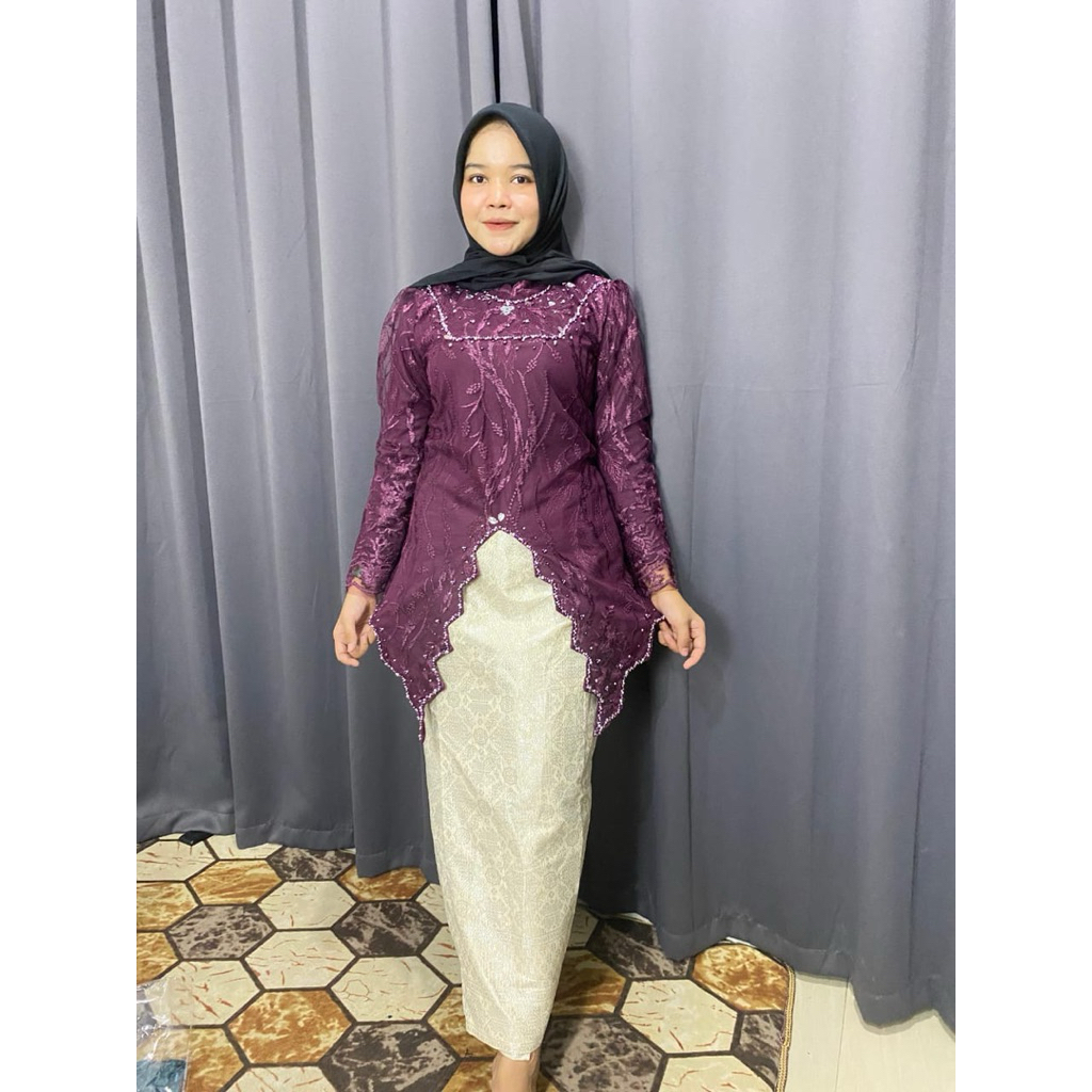 Sadifra Kebaya Payet Full Brukat Wanita Rok Songket Baju Formal Material Lace & Payet