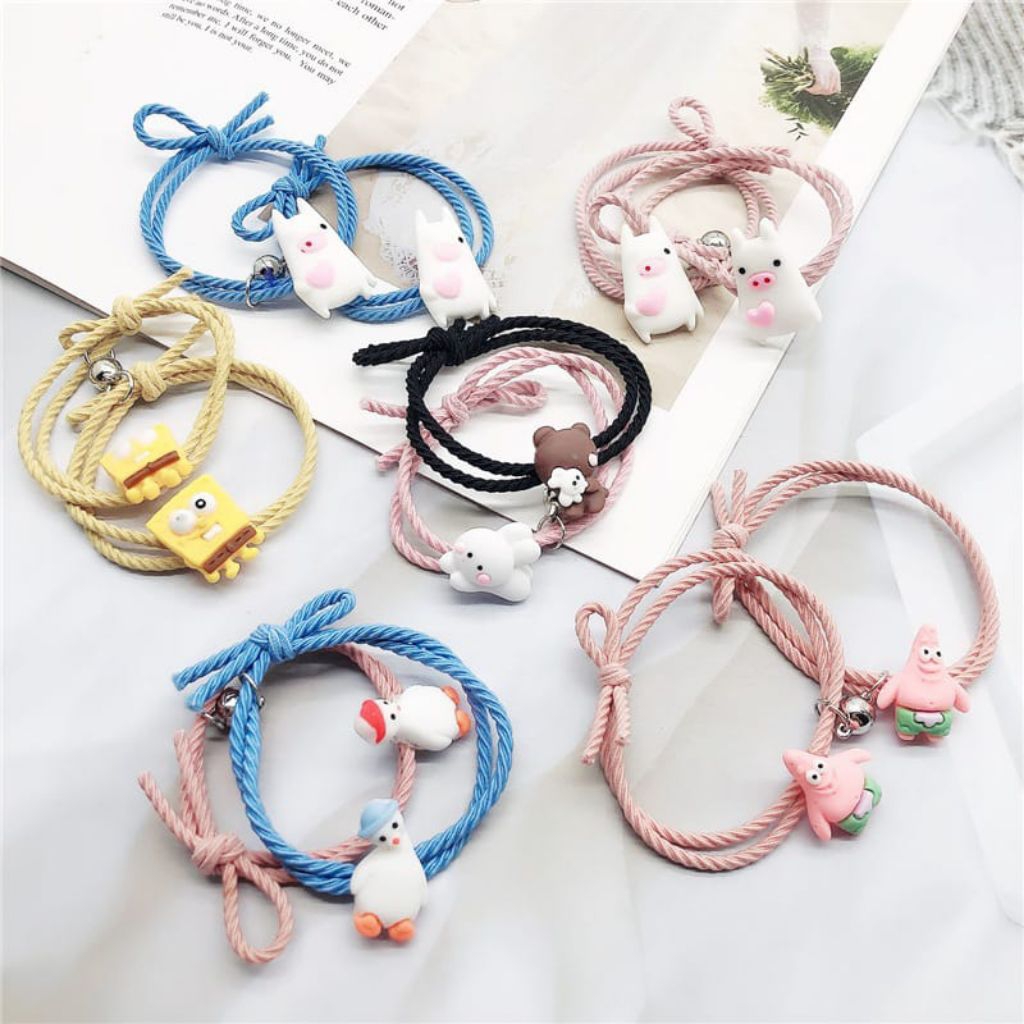 ( Beerrysaa ) GELANG Motif BEBEK | Gelang couple magnet motif bebek warna hitam pink gelang karet co