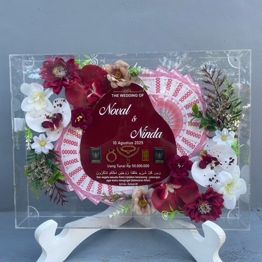 [1-2 HARI JADI] MAHAR FULL TETES AKRILIK AKR BOX PERNIKAHAN SET HIASAN NIKAHAN WEDDING FRAME BINGKAI