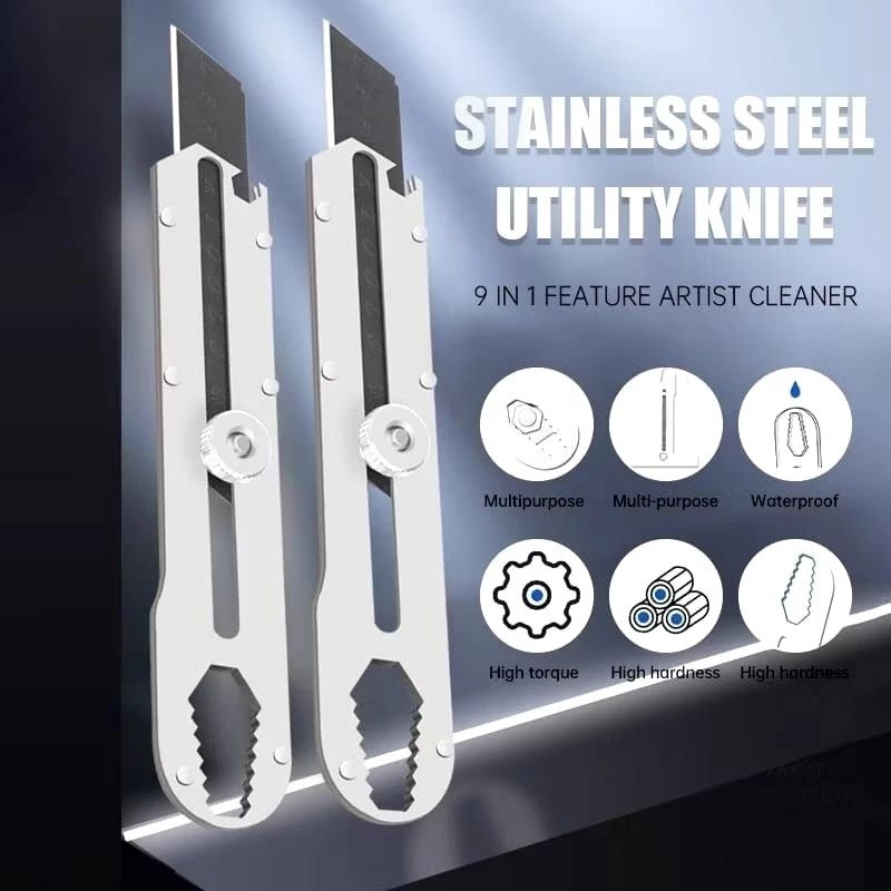 

GH - Pisau Cutter Stainless Besi 9in1 Cutter Stainless Tajam Anti Karat