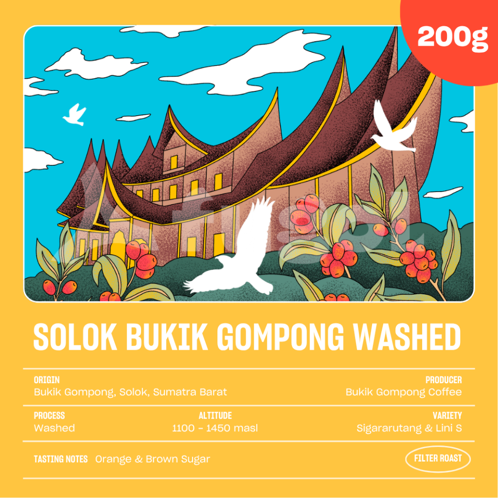 

Biji Kopi Arabika SOLOK BUKIK GOMPONG WASHED (200 gr) Specialty Coffee Beans