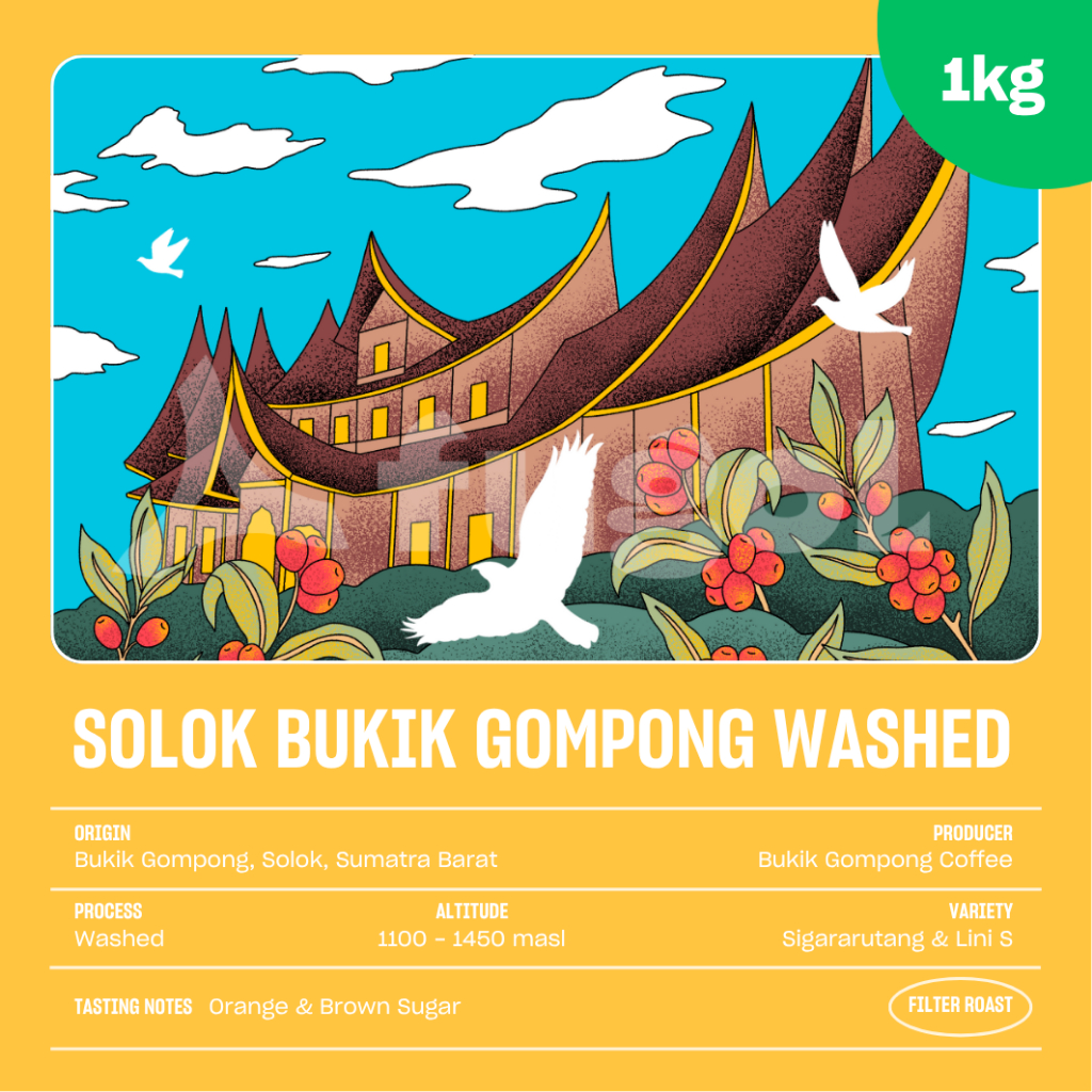 

Biji Kopi Arabika SOLOK BUKIK GOMPONG WASHED (1 KG) Specialty Coffee Beans