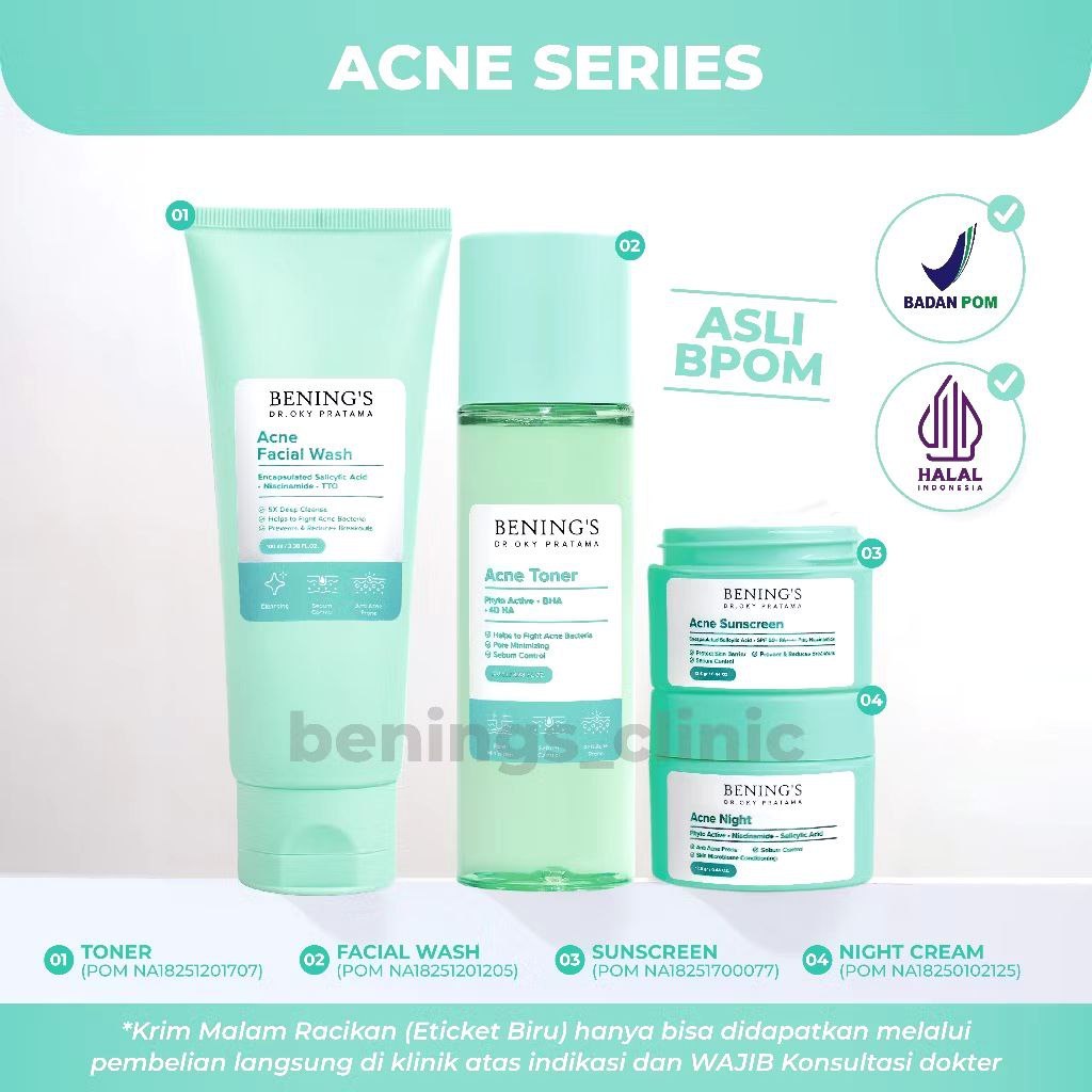 Bening's Clinic Paketan Dasar Acne Skincare