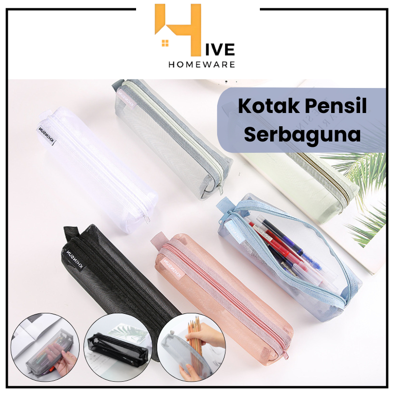 

HIVE Kotak Pensil Nylon Transparan / Tempat Stationery Jaring Resleting Estetik Banyak Warna / Tempat Pena Pensil Korea Pouch Serbaguna / Pouch Stationery Simple Lucu / Tas Kosmestik / Tas Penyimpanan
